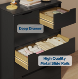 Asofer 3 Pieces Bedroom Furniture Set, Includes Queen Bed Frame with Headboard, Wooden 4-Drawer Dressers & 6-Drawer Dressers for Bedroom, Black