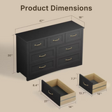 Asofer 3 Pieces Bedroom Furniture Set, Includes Queen Bed Frame with Headboard, Wooden 4-Drawer Dressers & 7-Drawer Dressers for Bedroom, Black