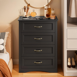 Asofer 3 Pieces Bedroom Furniture Set, Includes Queen Bed Frame with Headboard, Wooden 4-Drawer Dressers & 7-Drawer Dressers for Bedroom, Black