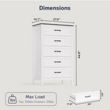 Asofer 3 Pieces Bedroom Furniture Set, Includes Queen Bed Frame with Headboard, Wooden 5-Drawer Dressers & 7-Drawer Dressers for Bedroom, White