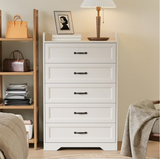 Asofer Bedroom Furniture Set of 3, Includes 5 Drawer Dresser, 6 Drawer Dresser, Queen Bed Frame with Headboard, Modern Wood Dresser and Nightstand Sets, White