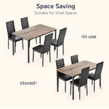 Asofer Dining Table Set for 4, Wood Dining Table with 4 PU Leather Chair for Home and Kitchen, Black
