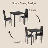Dining Table Set for 2, 3 Piece Kitchen Table Set with 2 Upholstered PU Leather Chairs for Dining Room, Living Room, Apartment, Small Space, Black
