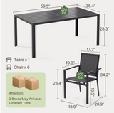 Outdoor Table and Chairs , Asofer Outdoor Patio Dining Set with Metal Table with Umbrella Hole&Textilene Chairs for Garden & Yard