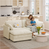 Asofer Loveseat Cloud Couch with Extra Deep Seats, Modern Upholstered Sofa Set with 2 Throw Pillows & Ottoman For Living Room, Beige