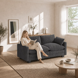 Asofer 75" Comfy Upholstered Sofa Couch, 2 Seater Couch for Living Room, Loveseat with Extra Deep Seats, 2 Pillows, Dark Gray