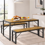 Asofer Dining Table Set for 4, Kitchen Table Set with 2 Benches, Small Dinette Set for Apartment, Retro