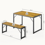 Asofer Dining Table Set for 4, Kitchen Table Set with 2 Benches, Small Dinette Set for Apartment, Retro