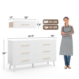 3-Piece Dresser Nightstand Set, Asofer Bedroom Furniture Set Include 6 Drawer Dresser & 2 Drawer Nightstands, White