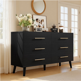 Asofer Bedroom Furniture Set, 3-Piece Dresser Nightstand Set include 6 Drawer Dresser & 2 Drawer Nightstands, Black