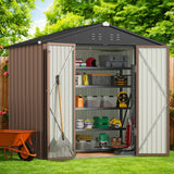 Lofka 6x4 FT Outdoor Storage Shed with Doors - Lockable All-Weather Resistant Garden Shed, Brown