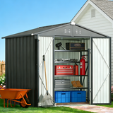 8x6 FT Shed and Outdoor Storage with Lockable Doors, Waterproof & Rust-Resistant for Outdoors | Dark Grey