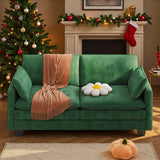 Loveseat Sofa Bed, 74'' 2-seat sofa with 2 Pillows and Double Layer Cushions for Living Room & Small Spaces, Green