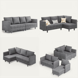 Convertible Sofa Bed, Lofka Sleeper Couch Bed and Sectional Sofa for Living Room, Dark Grey