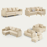 Convertible Sofa Bed, Lofka Sleeper Couch Bed and Sectional Sofa for Living Room, Beige