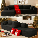 Sofa, Jolifa 105" Modular Sectional Sofa and Couch with Boneless Seat & L-Shaped Chaise, No Assembly Required Modern Sofa for Living Room, Black (Plush Corduroy Fabric)