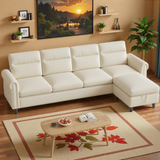 106" L-Shaped Sectional Sofa Bed with Movable and Storage Ottoman for Living Room Furniture in Beige