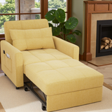 Sleeper Chair, Lofka 3 in 1 Convertible Single Sofa Bed with Adjustable Backrest, Futon Couch for Living Room, Bedroom, Yellow