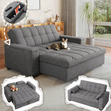 Convertible Sofa Bed - Modern Gray Sleeper Sofa with Storage Armrest, Adjustable Backrest, and Easy Assembly ¨C Multi-Functional Living Room Furniture