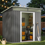 Lofka 6 x 4 FT Outdoor Metal Storage Shed with Lockable Sliding Door for Backyard, Garden, Dark Gray