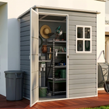 Plastic Shed with Floor, 5x3 FT Outdoor Storage Shed with Lockable Door, Weather-Resistant for Backyard, Patio&Lawn, Gray