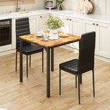 Lofka 3 Pieces Dining Set for 2 Small Kitchen Breakfast Table Set,Wooden Chairs and Table,Brown