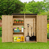 Outdoor Storage Cabinet, Lofka Wooden Garden Tools Cabinet with 2 Lockable Doors and Handles, 5.3ft x4.6ft, Natural