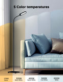 TECKIN LED Floor Lamp Reading Lamp, 5 Color Temperatures & 4 Brightness Levels Lamps with Adjustable Gooseneck, Dimmable Touch Control Standing Lamps for Living Room Bedroom Studying Sewing