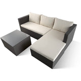 Qsun Furniture Sets All Weather Outdoor Furniture Sofa PE Wicker Rattan Patio Conversation Set with Glass Table