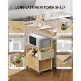 3 Tier Kitchen Storage Stand with Drawer and Side Hook - Wood