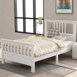 Aiho Twin Size Wood Platform Bed with Headboard and Footboard, Platform Bed Frame for Kids Teens Adults,Mattress Foundation,Easy Assembly,Twin-White