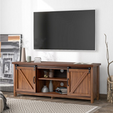 Aiho Farmhouse Modern Tv Stand Entertainment Center for Tvs up to 65 inches with 2 Sliding Doors Reclaimed Barnwood Particle Board