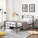 Aiho Metal Steel Bed Frame Twin Size Platform Bed with Wooden feet Foundation Bedroom,Gray