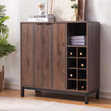 iho Modern Sideboard Wooden Kitchen Buffet Bar Storage Cabinet with Drawer and Wine Rack for Living Room, Brown