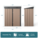 5'x 3'Outdoor Storage Shed with Lockable Door for Backyard Patio Lawn - Light Brown