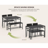 4 Piece Kitchen Table with 2 Chairs and Bench for Dining Room, Black