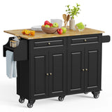 52" Kitchen Island Carts with Storage on Wheels, Black