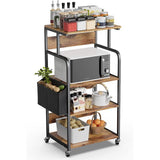 4 Tier Kitchen Microwave Rack with Storage Bag - Retro