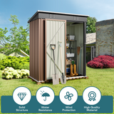 5'x 3'Outdoor Storage Shed with Lockable Door for Backyard Patio Lawn - Light Brown