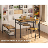 4 Piece Dining Table with 2 Chairs and Bench for Kitchen, Small Space, Retro