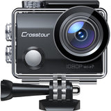 Crosstour Action Camera Full HD Wi-Fi 14MP PC Webcam Waterproof Cam 2" LCD 30M Underwater 170°Wide-Angle Sports Camera with 2 Rechargeable 1050mAh Batteries and Mounting Accessory Kits