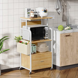 3 Tier Kitchen Storage Stand with Drawer and Side Hook - Wood