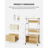 3 Tier Kitchen Storage Stand with Drawer and Side Hook - Wood