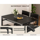4 Piece Kitchen Table with 2 Chairs and Bench for Dining Room, Black