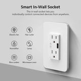 Smart Wifi In-Wall Socket with 2 Outlets and 1 USB Port, TECKIN Smart Wall Plug Compatible with Alexa, Google Home, No Hub Required