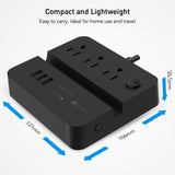 Desktop Power Strip Surge Protector (1080Joules), 3 USB Ports 3 AC Outlets, Overload Protection, TECKIN, Charging Station, Multitude Outlets, 5ft Extension Cord - Black