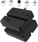 Desktop Power Strip Surge Protector (1080Joules), 3 USB Ports 3 AC Outlets, Overload Protection, TECKIN, Charging Station, Multitude Outlets, 5ft Extension Cord - Black