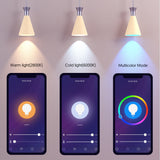 Teckin WiFi LED bulb E26 A19, TECKIN smart bulb, compatible with Google Home, multi-color, dimmable, warm and cold light, 7.5W 800LM. 2 PCS