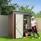 5'x 3'Outdoor Storage Shed with Lockable Door for Backyard Patio Lawn - Light Brown