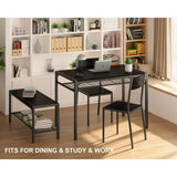 4 Piece Kitchen Table with 2 Chairs and Bench for Dining Room, Black